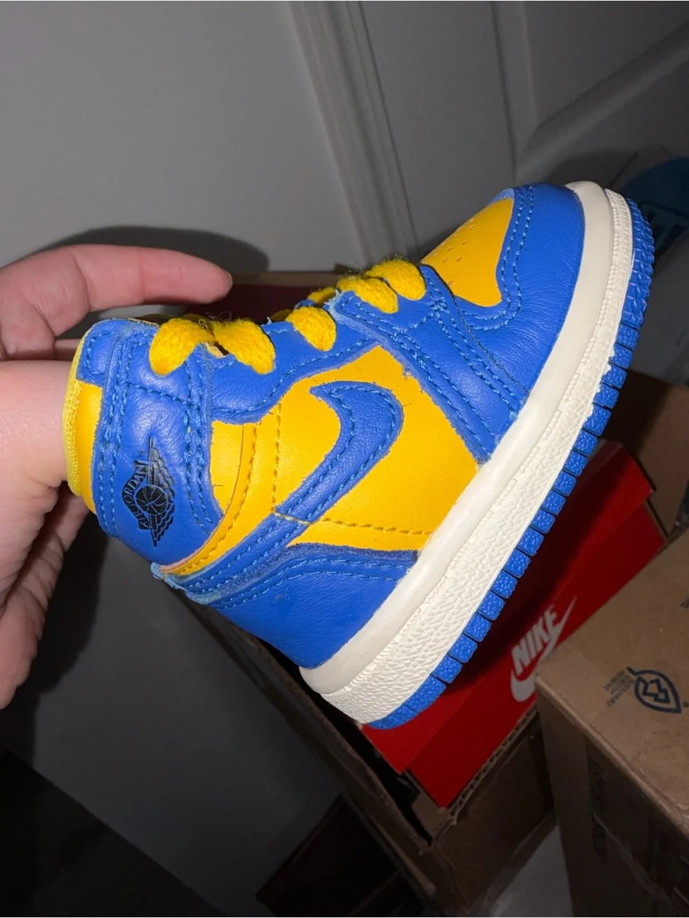 Nike Kids Blue and Yellow High-Top Sneaker (Toddler)